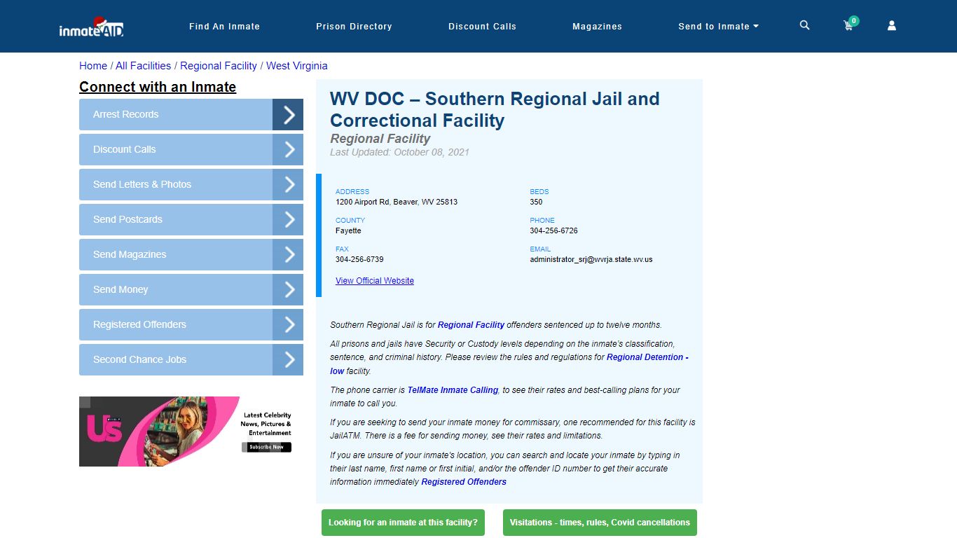 WV DOC – Southern Regional Jail and Correctional Facility